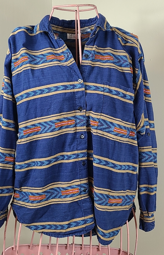 Vintage 1980's Honors Plus Shirt Long Sleeve Southwestern Style 20W
